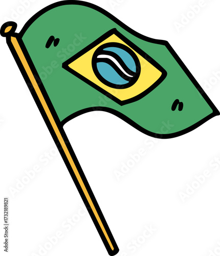 brazil national flag waving around