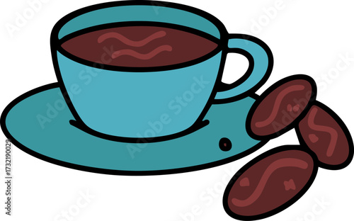 traditional brazilian coffee with beans by side