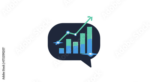 Informative marketing data analysis, trend forecasting and insightful chart growth conversation