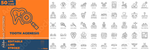 Tooth Agenesis Line Icon Set