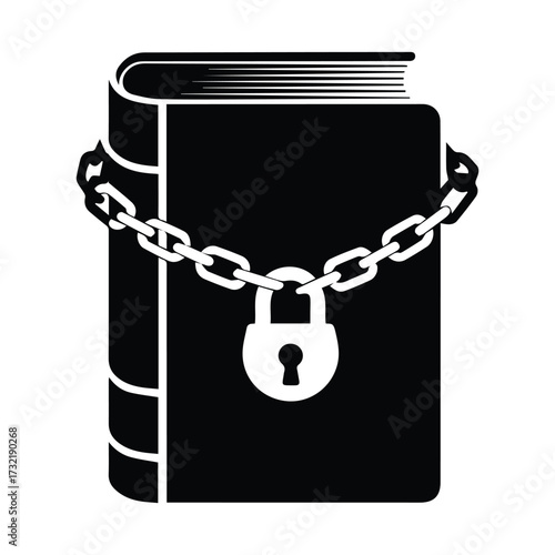 Closed book secured with chain and lock symbolizing restricted knowledge or secrets