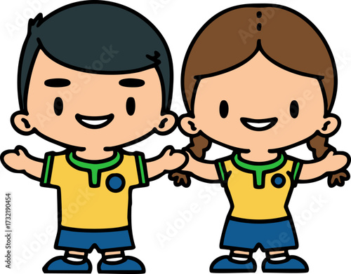 male and female Brazil soccer players