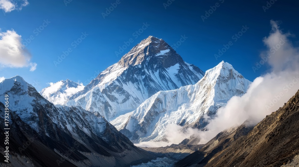 Fototapeta premium Majestic climb to everest peak himalayas landscape photography nature's grandeur aerial view adventure awaits