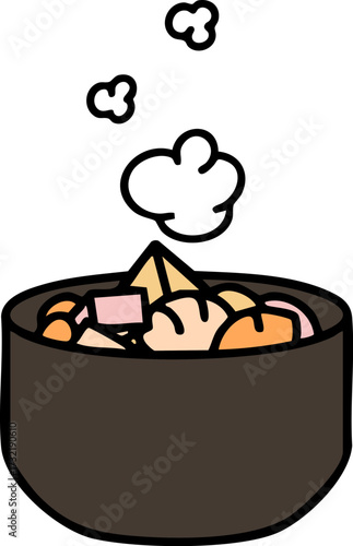 hot mixed seafood and vegetable japanese bowl