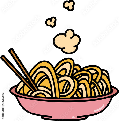 steaming udon noodles served in bowl