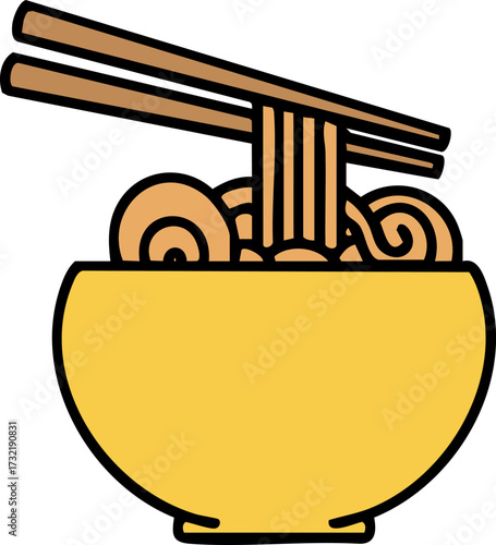 large bowl of noodles with chopsticks