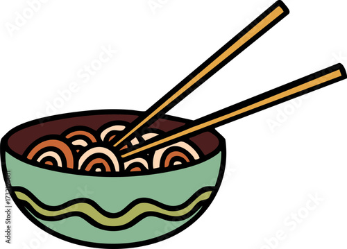 bowl of japanese noodles with chopsticks