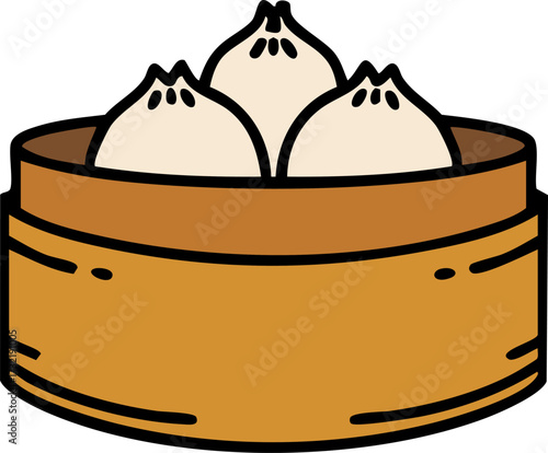 japanese dumplings in circular steamer