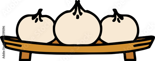 traditional japanese dumplings on wooden tray