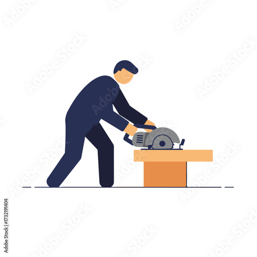 Person using a circular saw on a workbench