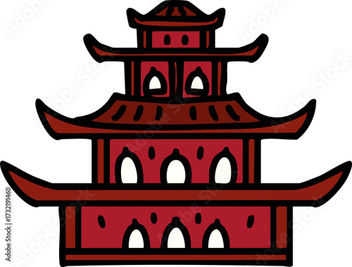 simple cartoon of a japanese castle