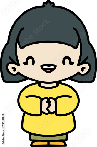 happy japanese woman laughing out loud