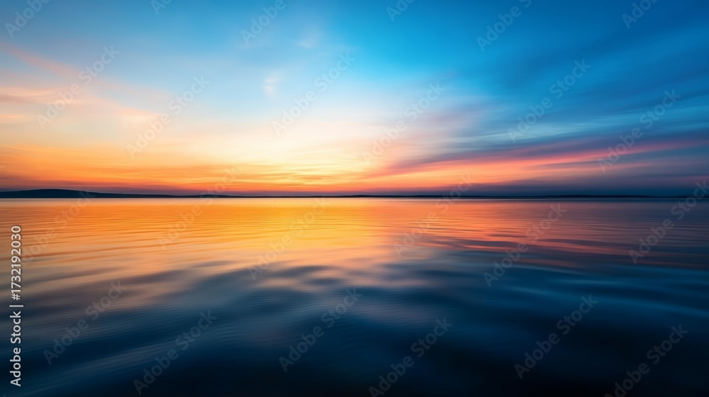 Fototapeta premium Stunning sunset reflection over tranquil lake nature's beauty serene landscape vibrant colors peaceful atmosphere