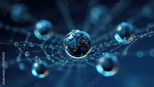 Water drops spiderweb macro
