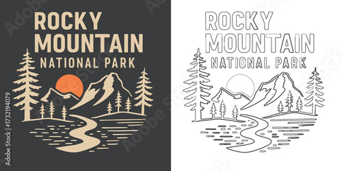 Rocky Mountain National Park Adventure Nature Hiking Vintage T Shirt Design Vector