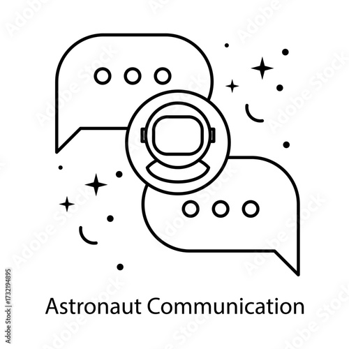 Lunar Communication Astronaut Vector Icon with Editable Stroke