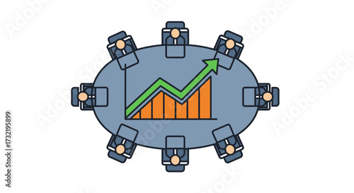 Business meeting and financial growth, collaborative teamwork leading to success and increased