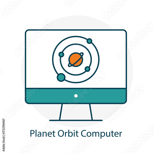 Planetary Orbit Monitor Vector Icon with Editable Stroke