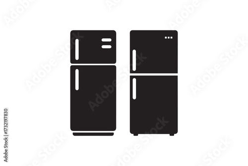Refrigerator And Freezer Black Icon Set Simple Fridge Silhouette Vector Graphic