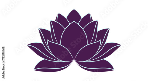 Dark purple lotus flower with light blue outline, stylized