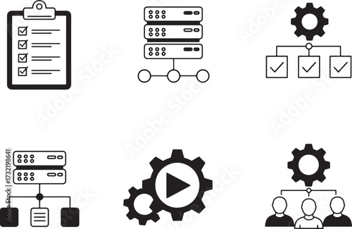 Network Topology Diagram Icon Representing Data Flow and Connectivity