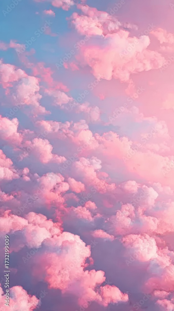 Fototapeta premium Pink cotton candy cloud texture, fluffy and sweet for dreamy backgrounds. Use for digital content, social media, and playful projects.