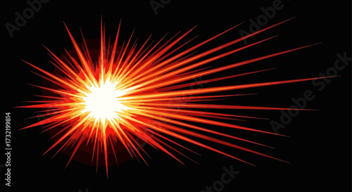 Dynamic orange light burst on black background for energy and impact visuals