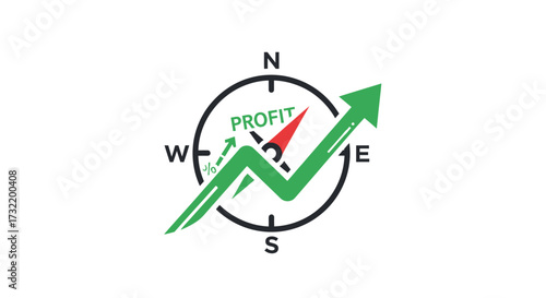 Navigating towards profitability a compass arrow points direction for financial growth concept