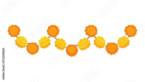 string of marigold garlands isolated flat icon