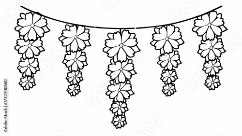 string of marigold garlands isolated flat icon