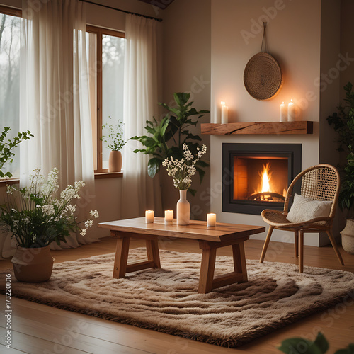 living room with fireplace