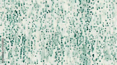 Watercolor dot rain with fine vertical lines in soft sage green
