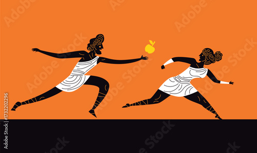 atalanta running with suitor throwing golden apple in race