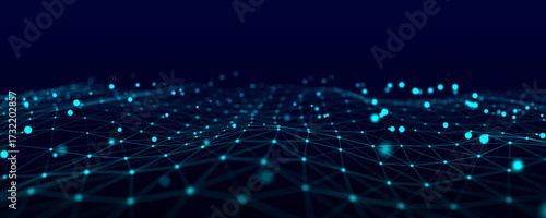 Modern design of network connection structure. Abstract background with interlacing dots and lines. 3D rendering.