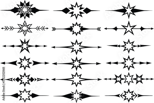 Black Starburst Ornaments With Arrow Accents vector