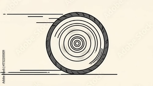 Abstract illustration of a spinning wheel with motion lines.