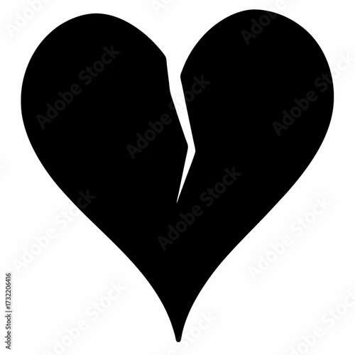 A Broken Heart Silhouette Symbolizing Heartbreak, Pain, and Emotional Distress