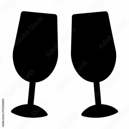 Silhouette of two wine glasses clinking together representing a celebration moment