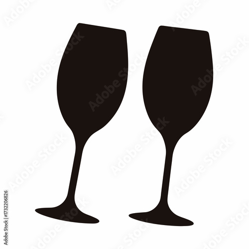 Elegant silhouette of two wine glasses in a celebratory toast moment