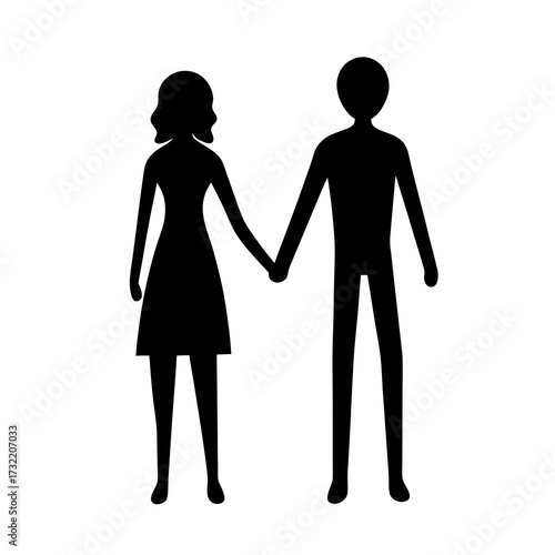 Stylized silhouette of couple holding hands, symbolizing love and relationship