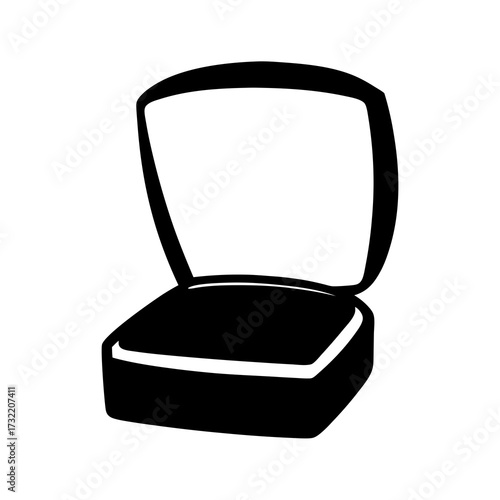 A single black ring box shown open on a white background.
