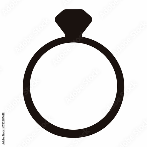 A simple black ring with a diamond top on a white background