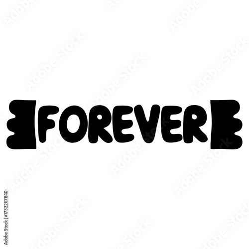 Black Word Forever with Candy Shape Decoration, Promise of Eternal Devotion