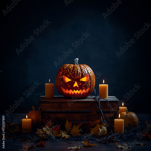 halloween pumpkin on dark background