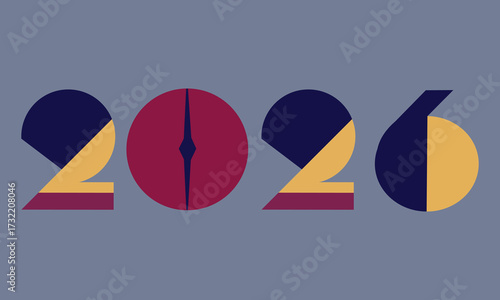 Abstract Geometric Year 2026 Design Bold Shapes and Contrasting Colors Creating a Modern and Eye Catching Visual