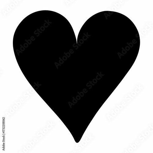 Classic black heart symbol isolated on white background, representing love and affection