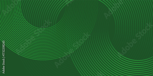 Abstract green glowing geometric lines on greenbackground. Modern shiny green circle lines pattern.