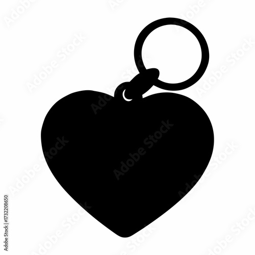 Heart shaped keychain silhouette with a keyring on a white background