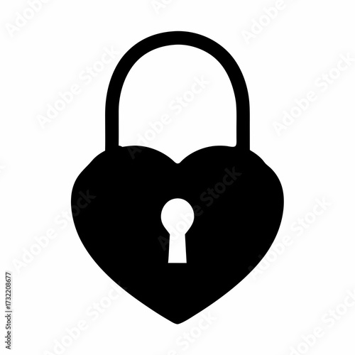 Black and white image of a heart shaped padlock on white backdrop
