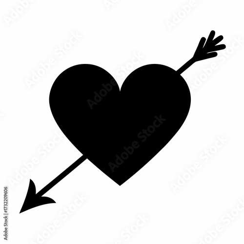 Heart pierced by Cupid's arrow, representing love and Valentine's Day concept